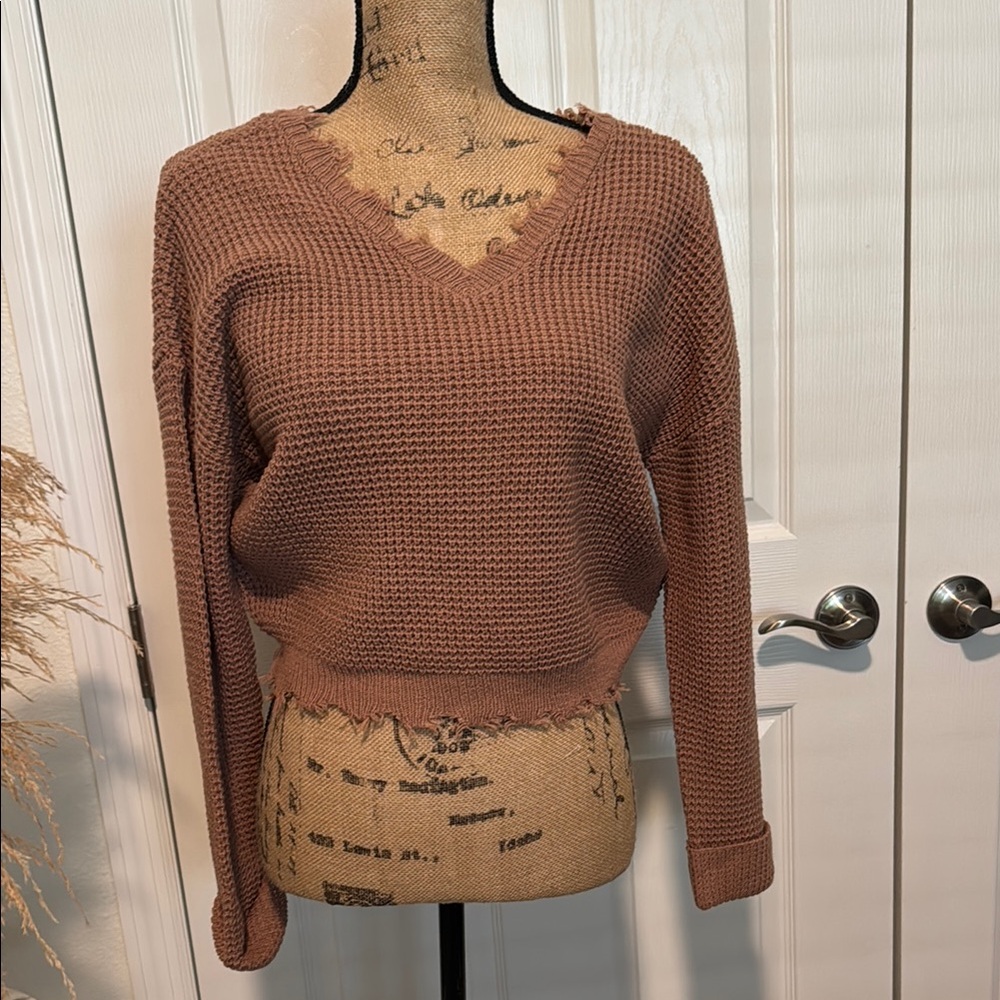 Women's Dusty Rose V-Neck Sweater
